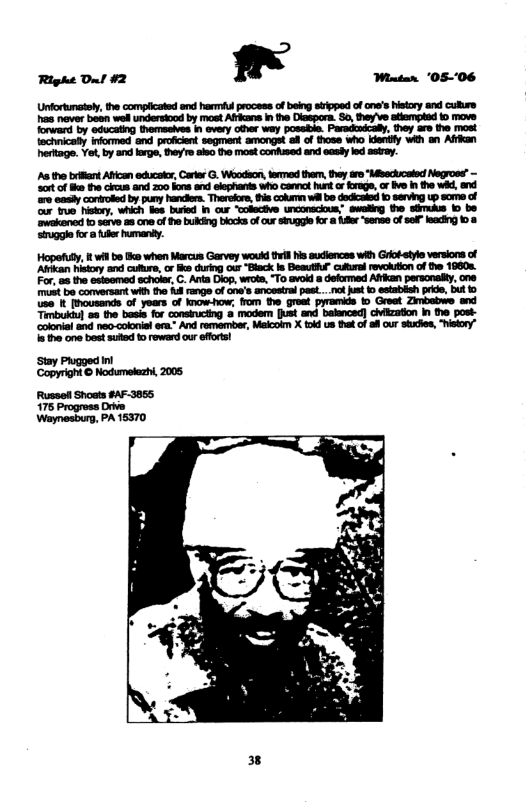 i the one best sufed 0 reward our effortsl Stay Pgged i ‘Copyright © Nodumelezhi, 2005 Russo Shoats #AF 3855 175 Progress e Waynesburg, PA 15370 E